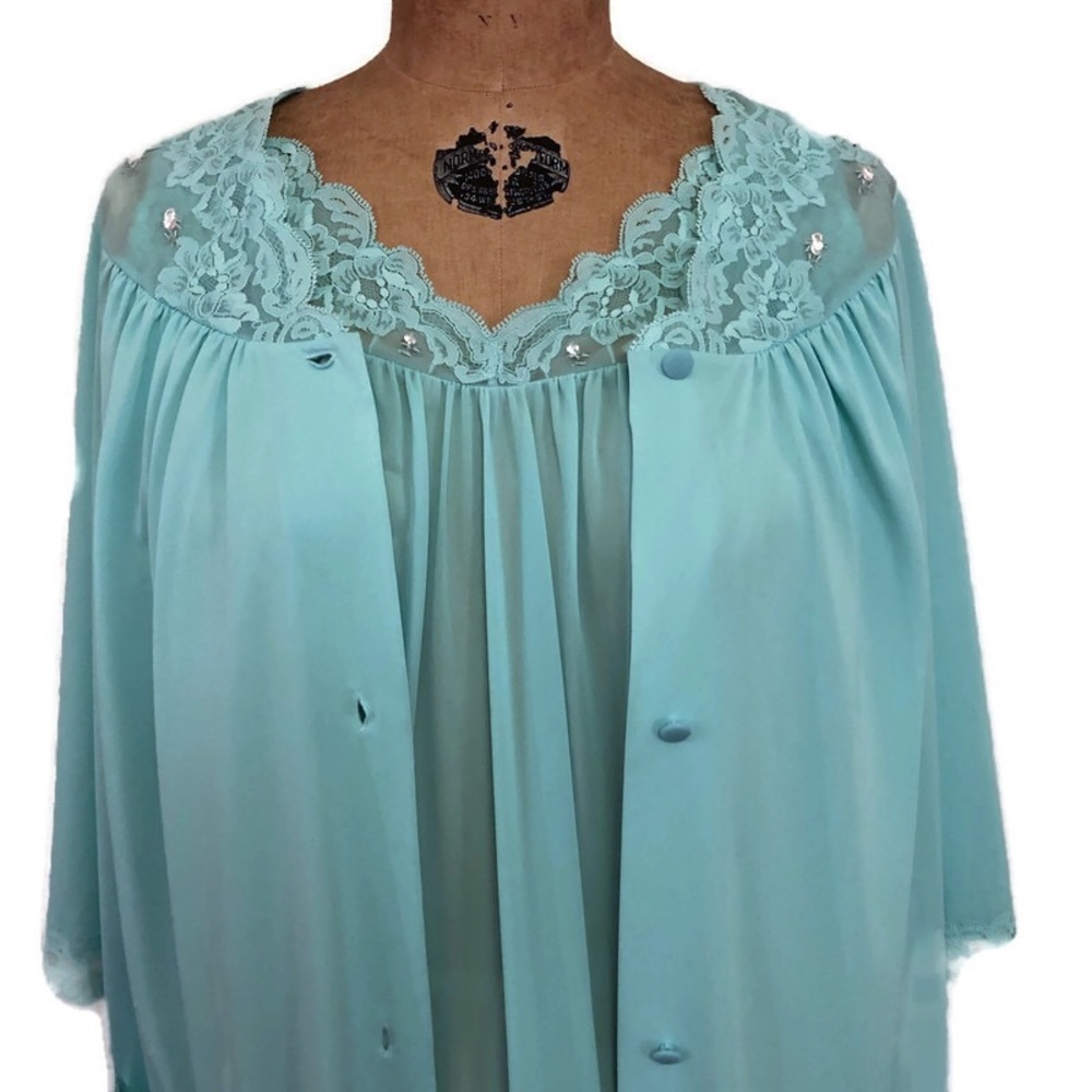 VTG Shadow Line Peignoir, Nightgown Robe Set, Made In The USA, Size M